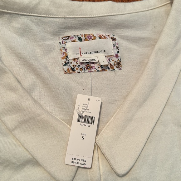 NWT Anthropologie button down and front tie top size small, ivory - Picture 3 of 8